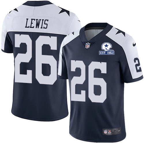 Custom Cowboys #26 Jourdan Lewis Navy Blue Thanksgiving Men’s Stitched With Established In 1960 Patch NFL Vapor Untouchable Limited Throwback Jersey