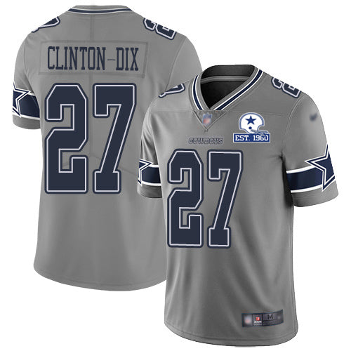Custom Cowboys #27 Ha Ha Clinton-Dix Gray Men’s Stitched With Established In 1960 Patch NFL Limited Inverted Legend Jersey