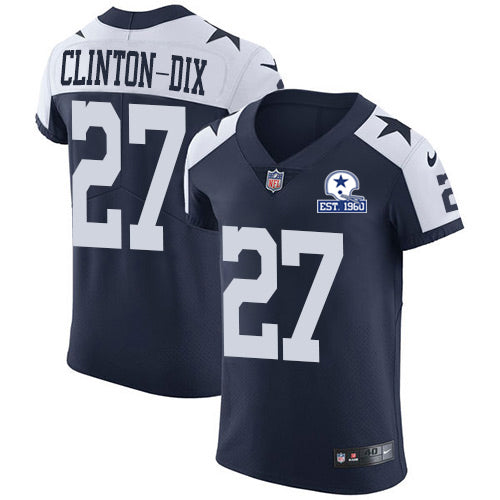 Custom Cowboys #27 Ha Ha Clinton-Dix Navy Blue Thanksgiving Men’s Stitched With Established In 1960 Patch NFL Vapor Untouchable Throwback Elite Jersey