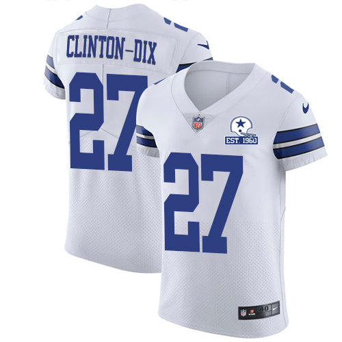 Custom Cowboys #27 Ha Ha Clinton-Dix White Men’s Stitched With Established In 1960 Patch NFL New Elite Jersey