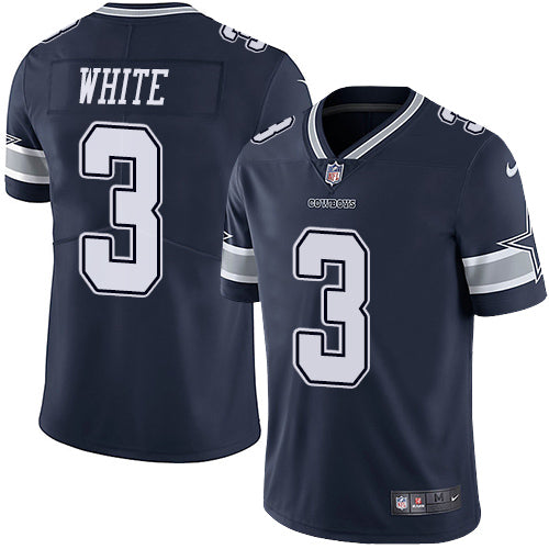 Custom Cowboys #3 Mike White Navy Blue Team Color Men’s Stitched NFL Vapor Untouchable Limited Jersey