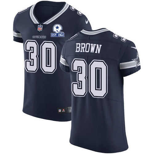 Custom Cowboys #30 Anthony Brown Navy Blue Team Color Men’s Stitched With Established In 1960 Patch NFL Vapor Untouchable Elite Jersey