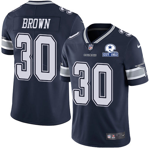 Custom Cowboys #30 Anthony Brown Navy Blue Team Color Men’s Stitched With Established In 1960 Patch NFL Vapor Untouchable Limited Jersey