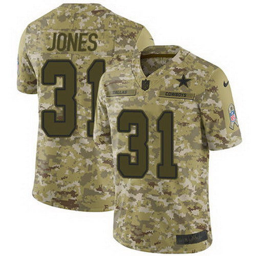 Custom Cowboys #31 Byron Jones Camo Men’s Stitched NFL Limited 2018 Salute To Service Jersey