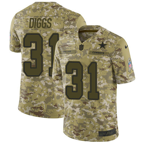 Custom Cowboys #31 Trevon Diggs Camo Men’s Stitched NFL Limited 2018 Salute To Service Jersey