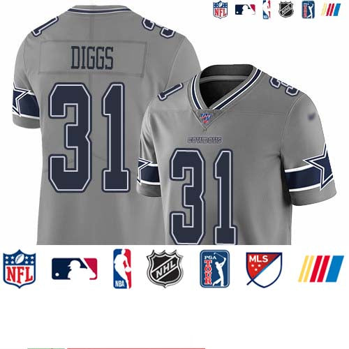 Custom Cowboys #31 Trevon Diggs Gray Men’s Stitched NFL Limited Inverted Legend 100th Season Jersey