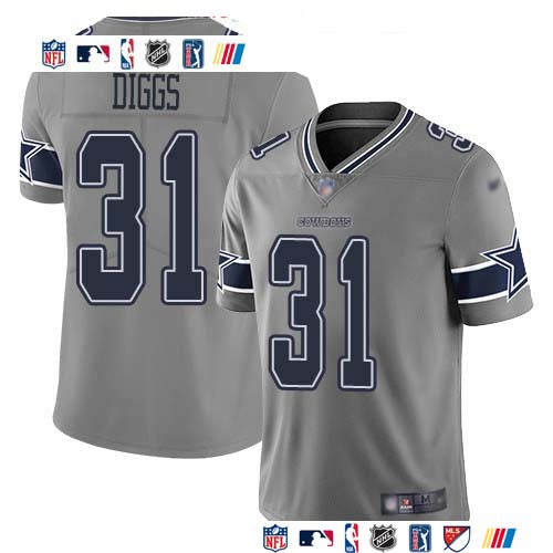 Custom Cowboys #31 Trevon Diggs Gray Men’s Stitched NFL Limited Inverted Legend Jersey
