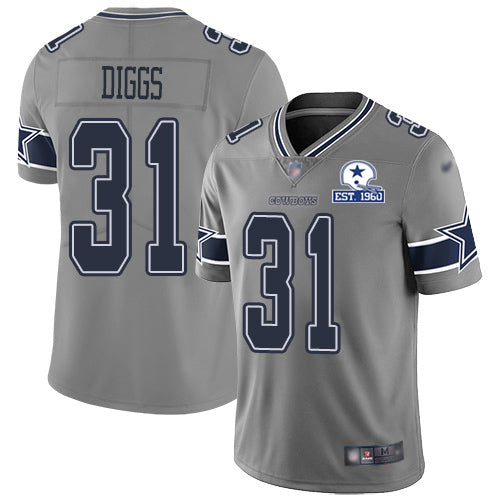 Custom Cowboys #31 Trevon Diggs Gray Men’s Stitched With Established In 1960 Patch NFL Limited Inverted Legend Jersey