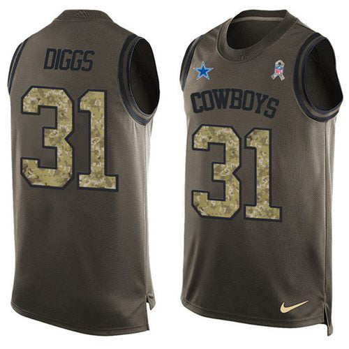 Custom Cowboys #31 Trevon Diggs Green Men’s Stitched NFL Limited Salute To Service Tank Top Jersey