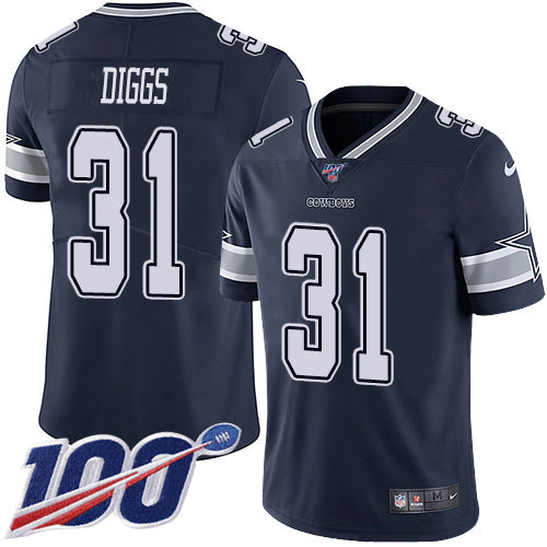 Custom Cowboys #31 Trevon Diggs Navy Blue Team Color Men’s Stitched NFL 100th Season Vapor Untouchable Limited Jersey