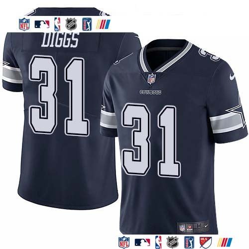 Custom Cowboys #31 Trevon Diggs Navy Blue Team Color Men’s Stitched NFL Vapor Untouchable Limited Jersey