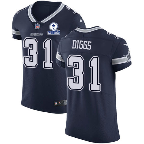 Custom Cowboys #31 Trevon Diggs Navy Blue Team Color Men’s Stitched With Established In 1960 Patch NFL Vapor Untouchable Elite Jersey