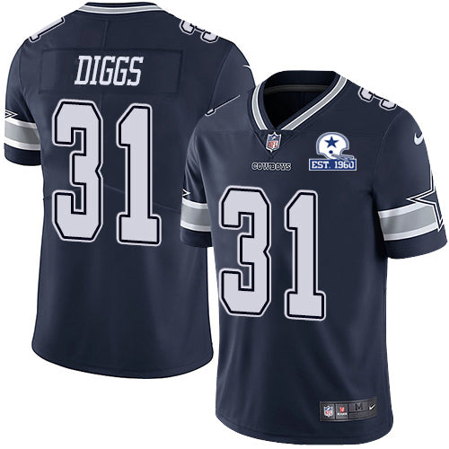 Custom Cowboys #31 Trevon Diggs Navy Blue Team Color Men’s Stitched With Established In 1960 Patch NFL Vapor Untouchable Limited Jersey
