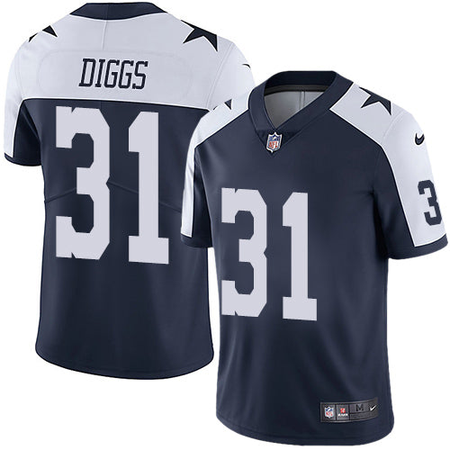 Custom Cowboys #31 Trevon Diggs Navy Blue Thanksgiving Men’s Stitched NFL Vapor Untouchable Limited Throwback Jersey