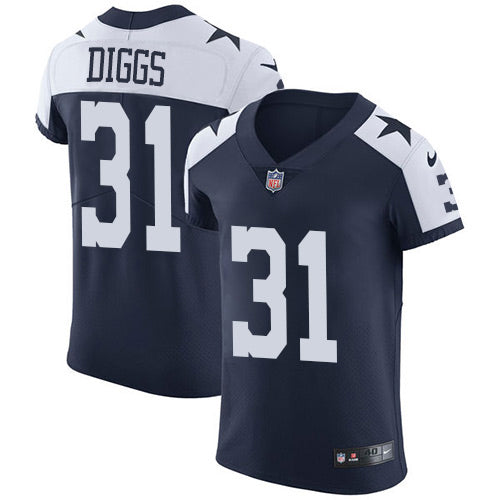 Custom Cowboys #31 Trevon Diggs Navy Blue Thanksgiving Men’s Stitched NFL Vapor Untouchable Throwback Elite Jersey
