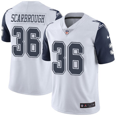 Custom Cowboys #36 Bo Scarbrough White Men’s Stitched NFL Limited Rush Jersey