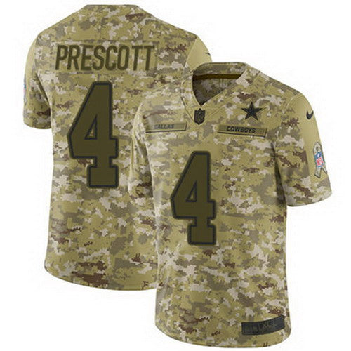 Custom Cowboys #4 Dak Prescott Camo Men’s Stitched NFL Limited 2018 Salute To Service Jersey