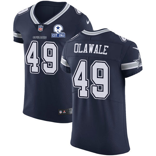 Custom Cowboys #49 Jamize Olawale Navy Blue Team Color Men’s Stitched With Established In 1960 Patch NFL Vapor Untouchable Elite Jersey