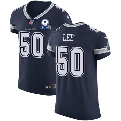 Custom Cowboys #50 Sean Lee Navy Blue Team Color Men’s Stitched With Established In 1960 Patch NFL Vapor Untouchable Elite Jersey