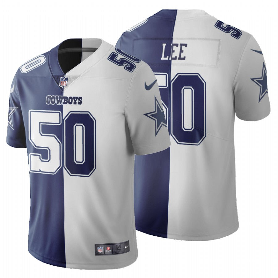 Custom Cowboys #50 Sean Lee Navy Blue grey Men’s Stitched NFL Elite Split Jersey