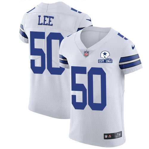 Custom Cowboys #50 Sean Lee White Men’s Stitched With Established In 1960 Patch NFL New Elite Jersey