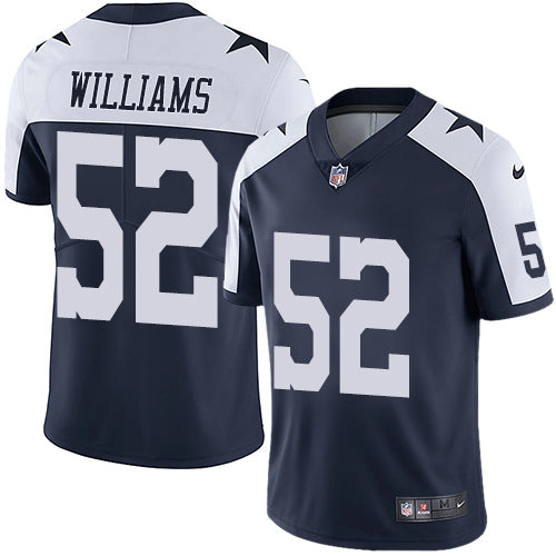 Custom Cowboys #52 Connor Williams Navy Blue Thanksgiving Men’s Stitched NFL Vapor Untouchable Limited Throwback Jersey
