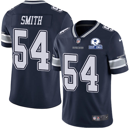 Custom Cowboys #54 Jaylon Smith Navy Blue Team Color Men’s Stitched With Established In 1960 Patch NFL Vapor Untouchable Limited Jersey