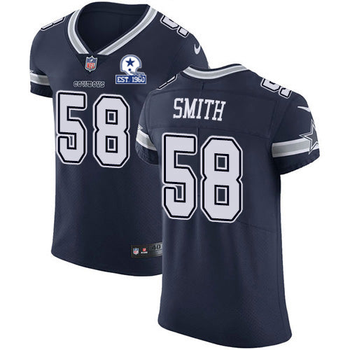 Custom Cowboys #58 Aldon Smith Navy Blue Team Color Men’s Stitched With Established In 1960 Patch NFL Vapor Untouchable Elite Jersey