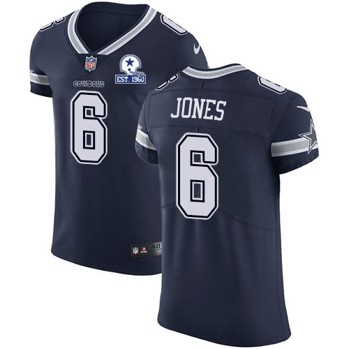 Custom Cowboys #6 Chris Jones Navy Blue Team Color Men’s Stitched With Established In 1960 Patch NFL Vapor Untouchable Elite Jersey