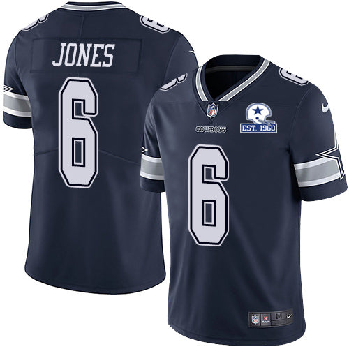 Custom Cowboys #6 Chris Jones Navy Blue Team Color Men’s Stitched With Established In 1960 Patch NFL Vapor Untouchable Limited Jersey