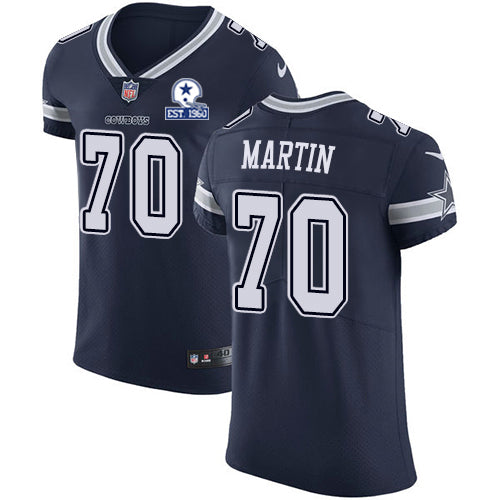 Custom Cowboys #70 Zack Martin Navy Blue Team Color Men’s Stitched With Established In 1960 Patch NFL Vapor Untouchable Elite Jersey