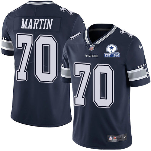 Custom Cowboys #70 Zack Martin Navy Blue Team Color Men’s Stitched With Established In 1960 Patch NFL Vapor Untouchable Limited Jersey