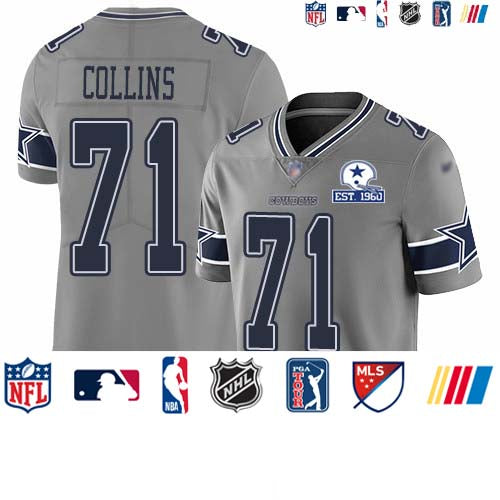 Custom Cowboys #71 La’el Collins Gray Men’s Stitched With Established In 1960 Patch NFL Limited Inverted Legend Jersey