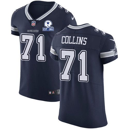 Custom Cowboys #71 La’el Collins Navy Blue Team Color Men’s Stitched With Established In 1960 Patch NFL Vapor Untouchable Elite Jersey