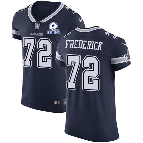 Custom Cowboys #72 Travis Frederick Navy Blue Team Color Men’s Stitched With Established In 1960 Patch NFL Vapor Untouchable Elite Jersey