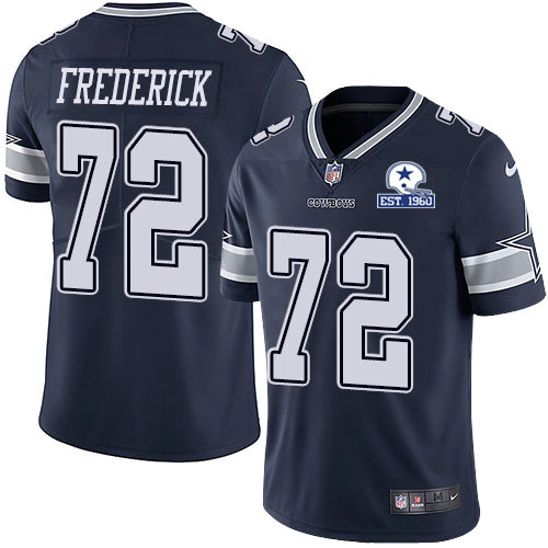 Custom Cowboys #72 Travis Frederick Navy Blue Team Color Men’s Stitched With Established In 1960 Patch NFL Vapor Untouchable Limited Jersey