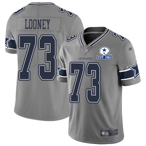 Custom Cowboys #73 Joe Looney Gray Men’s Stitched With Established In 1960 Patch NFL Limited Inverted Legend Jersey