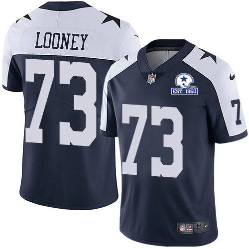 Custom Cowboys #73 Joe Looney Navy Blue Thanksgiving Men’s Stitched With Established In 1960 Patch NFL Vapor Untouchable Limited Throwback Jersey