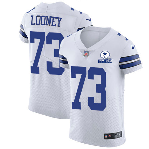 Custom Cowboys #73 Joe Looney White Men’s Stitched With Established In 1960 Patch NFL New Elite Jersey
