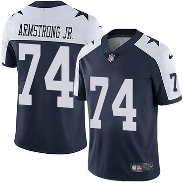 Custom Cowboys #74 Dorance Armstrong Jr. Navy Blue Thanksgiving Men’s Stitched NFL Vapor Untouchable Limited Throwback Jersey
