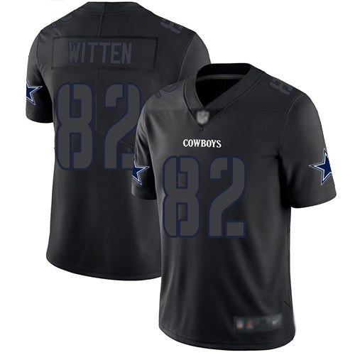 Custom Cowboys #82 Jason Witten Black Men’s Stitched Football Limited Rush Impact Jersey
