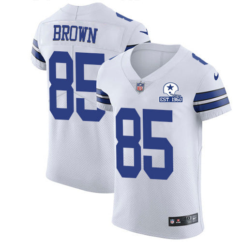 Custom Cowboys #85 Noah Brown White Men’s Stitched With Established In 1960 Patch NFL New Elite Jersey