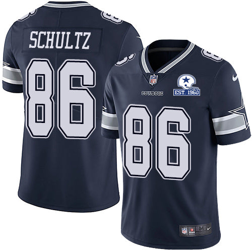 Custom Cowboys #86 Dalton Schultz Navy Blue Team Color Men’s Stitched With Established In 1960 Patch NFL Vapor Untouchable Limited Jersey