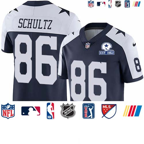 Custom Cowboys #86 Dalton Schultz Navy Blue Thanksgiving Men’s Stitched With Established In 1960 Patch NFL Vapor Untouchable Limited Throwback Jersey