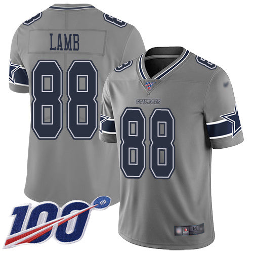 Custom Cowboys #88 CeeDee Lamb Gray Men’s Stitched NFL Limited Inverted Legend 100th Season Jersey