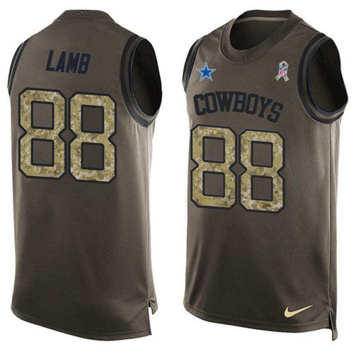 Custom Cowboys #88 CeeDee Lamb Green Men’s Stitched NFL Limited Salute To Service Tank Top Jersey