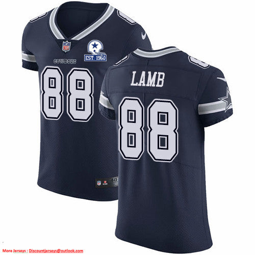 Custom Cowboys #88 CeeDee Lamb Navy Blue Team Color Men’s Stitched With Established In 1960 Patch NFL Vapor Untouchable Elite Jersey