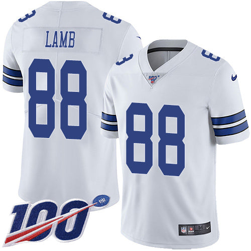 Custom Cowboys #88 CeeDee Lamb White Men’s Stitched NFL 100th Season Vapor Untouchable Limited Jersey