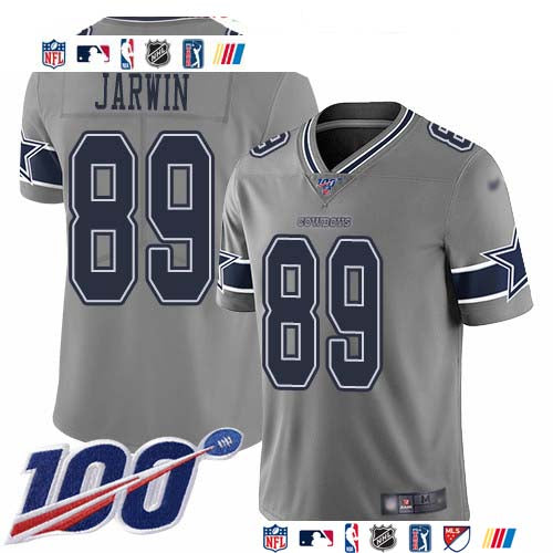 Custom Cowboys #89 Blake Jarwin Gray Men’s Stitched NFL Limited Inverted Legend 100th Season Jersey