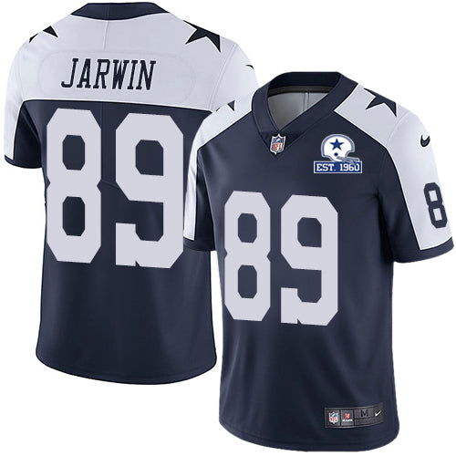 Custom Cowboys #89 Blake Jarwin Navy Blue Thanksgiving Men’s Stitched With Established In 1960 Patch NFL Vapor Untouchable Limited Throwback Jersey
